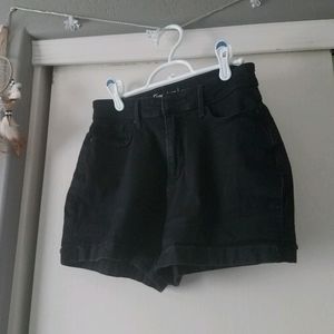 High Waist Rise Black Shorts